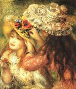 Pierre Renoir Girls Putting Flowers in their Hats oil painting on canvas